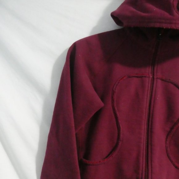 LULULEMON ATHLETICA CANADA | Burgundy Zip-Up Scuba Hoodie / Hooded Jacket - Picture 5 of 16